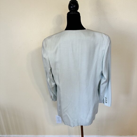 Vtg Womens Oversized Blazer Mint Green Large 12 Single Button R Russ 90s - Picture 2 of 8